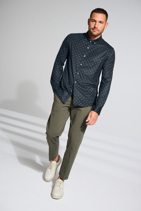 Mercer+Mettle Stretch Jersey Long Sleeve Shirt with custom logo embroidery