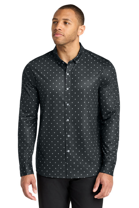 Mercer+Mettle Stretch Jersey Long Sleeve Shirt with custom logo embroidery