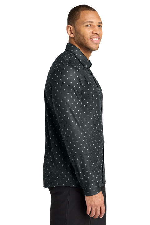 Mercer+Mettle Stretch Jersey Long Sleeve Shirt with custom logo embroidery