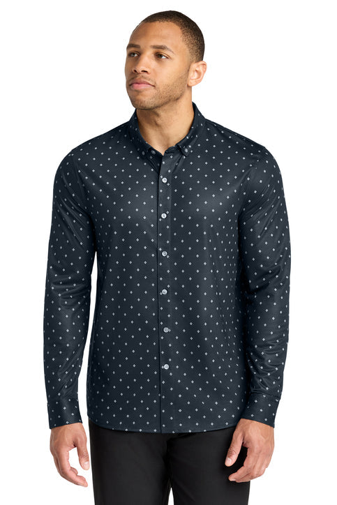 Mercer+Mettle Stretch Jersey Long Sleeve Shirt with custom logo embroidery