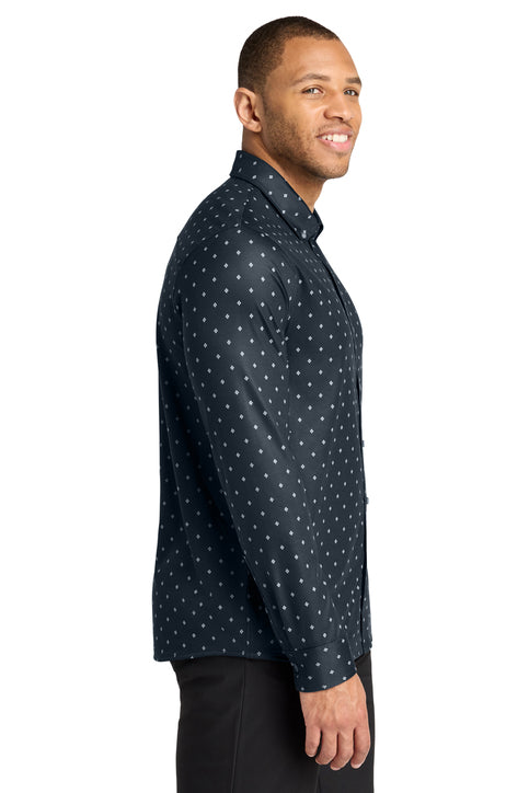 Mercer+Mettle Stretch Jersey Long Sleeve Shirt with custom logo embroidery