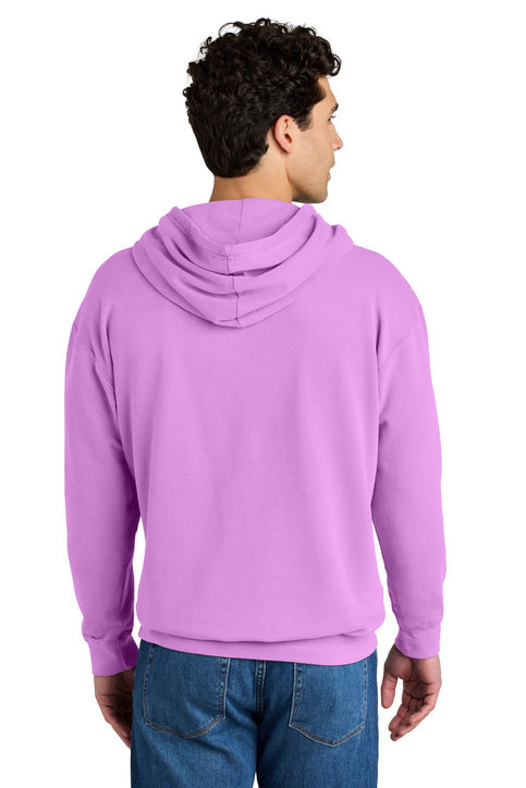 Comfort Colors Lightweight Hooded Sweatshirt with custom logo embroidery