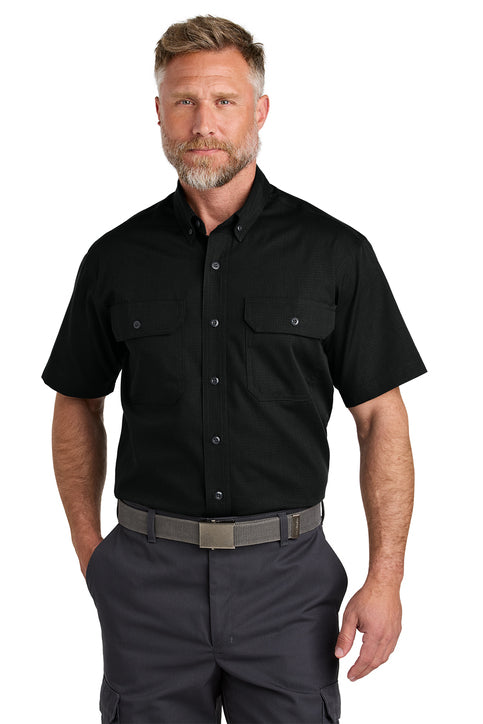 CornerStone Short Sleeve Select Ripstop Shirt with custom logo embroidery