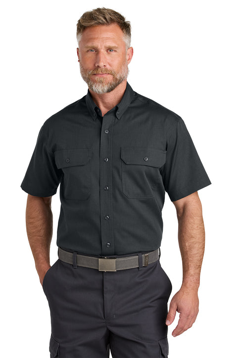 CornerStone Short Sleeve Select Ripstop Shirt with custom logo embroidery