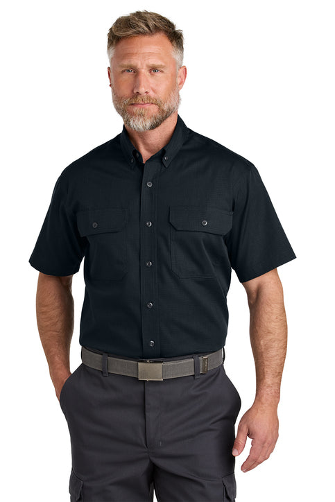CornerStone Short Sleeve Select Ripstop Shirt with custom logo embroidery