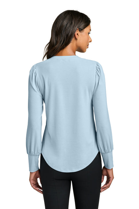 Mercer+Mettle Ladies Stretch Jersey Long Sleeve Blouson Top with custom logo embroidery