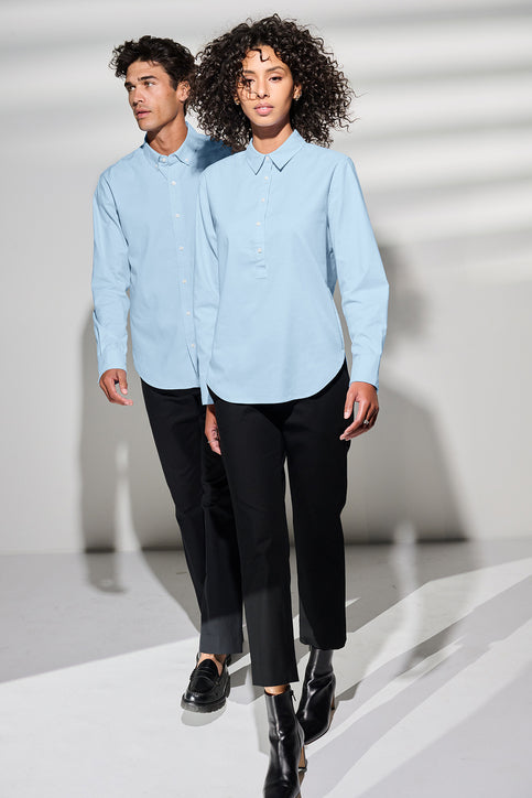 Mercer+Mettle Stretch Jersey Long Sleeve Shirt with custom logo embroidery