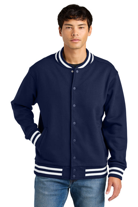 New Era Varsity Heavyweight Fleece Jacket with custom logo embroidery