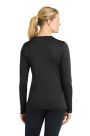 Sport-Tek Women's Long Sleeve PosiCharge Competitor V-Neck Tee with custom logo embroidery