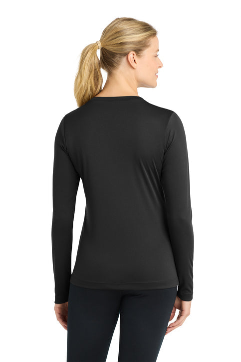 Sport-Tek Women's Long Sleeve PosiCharge Competitor V-Neck Tee with custom logo embroidery