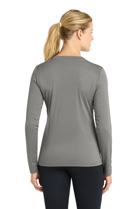 Sport-Tek Women's Long Sleeve PosiCharge Competitor V-Neck Tee with custom logo embroidery