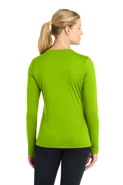 Sport-Tek Women's Long Sleeve PosiCharge Competitor V-Neck Tee with custom logo embroidery