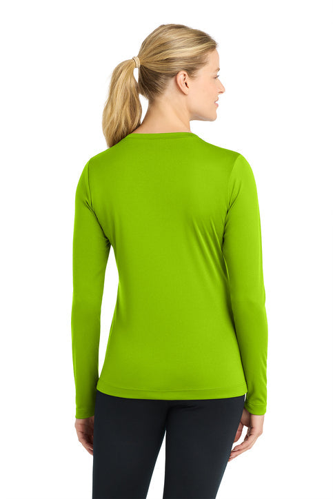 Sport-Tek Women's Long Sleeve PosiCharge Competitor V-Neck Tee with custom logo embroidery