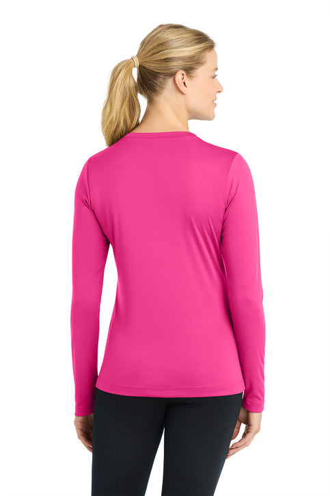 Sport-Tek Women's Long Sleeve PosiCharge Competitor V-Neck Tee with custom logo embroidery