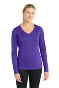 Sport-Tek Women's Long Sleeve PosiCharge Competitor V-Neck Tee with custom logo embroidery