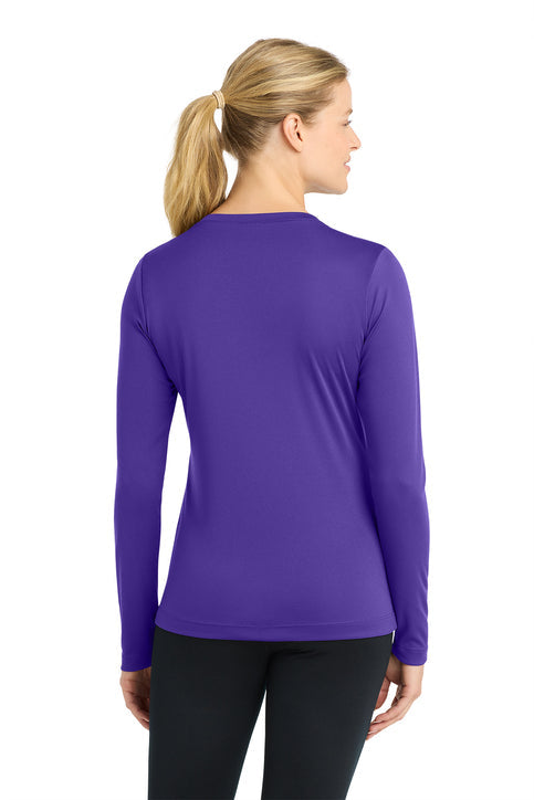 Sport-Tek Women's Long Sleeve PosiCharge Competitor V-Neck Tee with custom logo embroidery