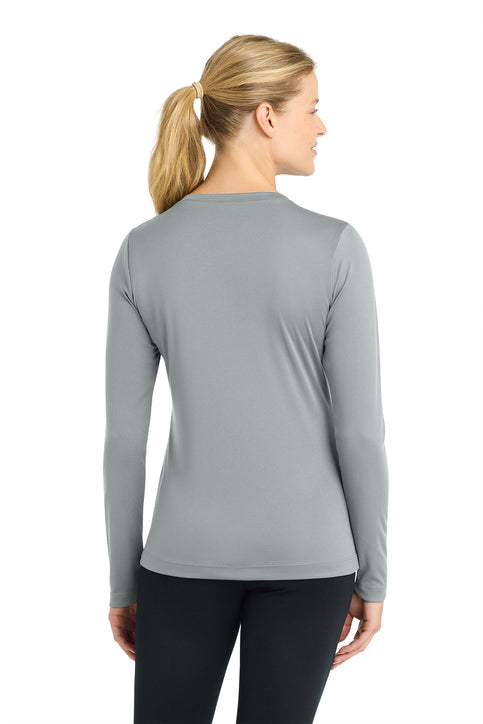 Sport-Tek Women's Long Sleeve PosiCharge Competitor V-Neck Tee with custom logo embroidery