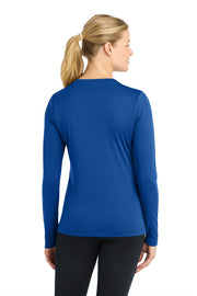 Sport-Tek Women's Long Sleeve PosiCharge Competitor V-Neck Tee with custom logo embroidery
