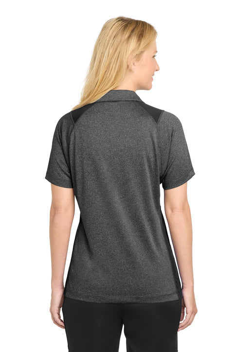 Sport-Tek Women's Heather Colorblock Contender Polo with custom logo embroidery