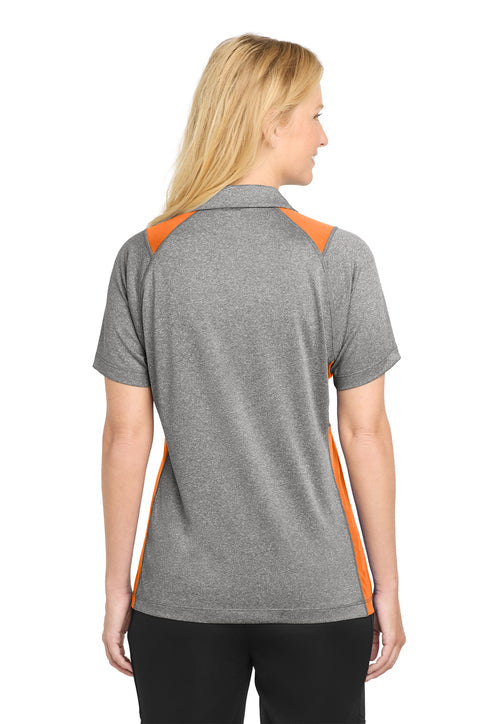 Sport-Tek Women's Heather Colorblock Contender Polo with custom logo embroidery