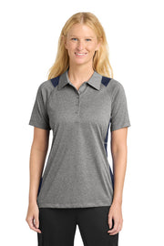 Sport-Tek Women's Heather Colorblock Contender Polo with custom logo embroidery