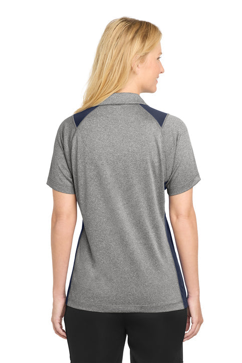 Sport-Tek Women's Heather Colorblock Contender Polo with custom logo embroidery