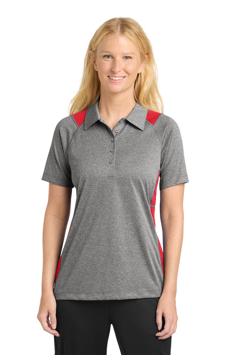 Sport-Tek Women's Heather Colorblock Contender Polo with custom logo embroidery