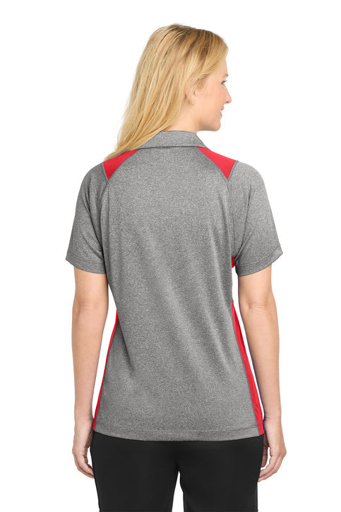 Sport-Tek Women's Heather Colorblock Contender Polo with custom logo embroidery