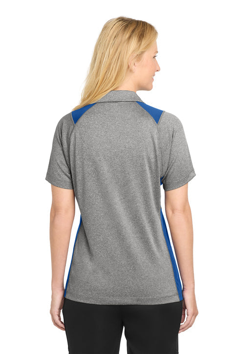Sport-Tek Women's Heather Colorblock Contender Polo with custom logo embroidery