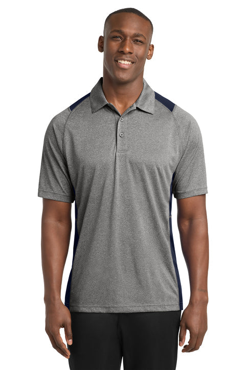Sport-Tek Heather Colorblock Contender Polo with custom logo embroidery