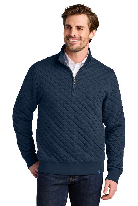 Brooks Brothers Diamond Quilt 1/4-Zip with custom logo embroidery