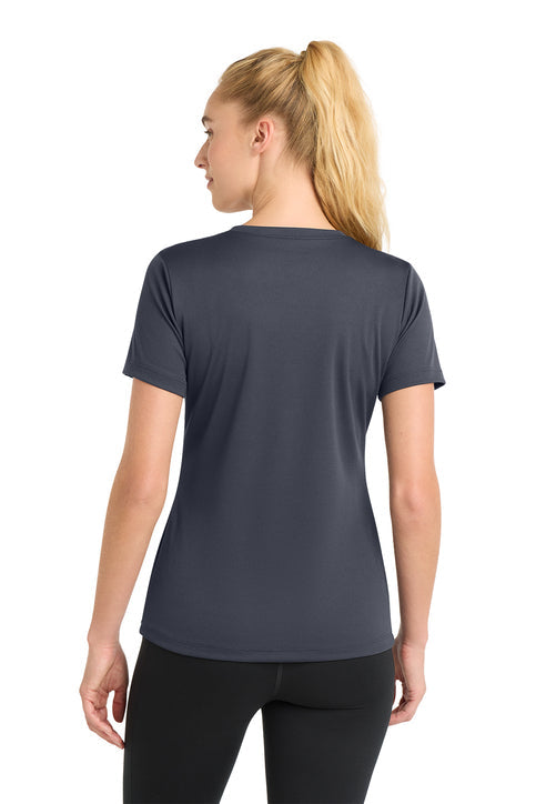 Sport-Tek Women's PosiCharge RacerMesh V-Neck Tee with custom logo embroidery