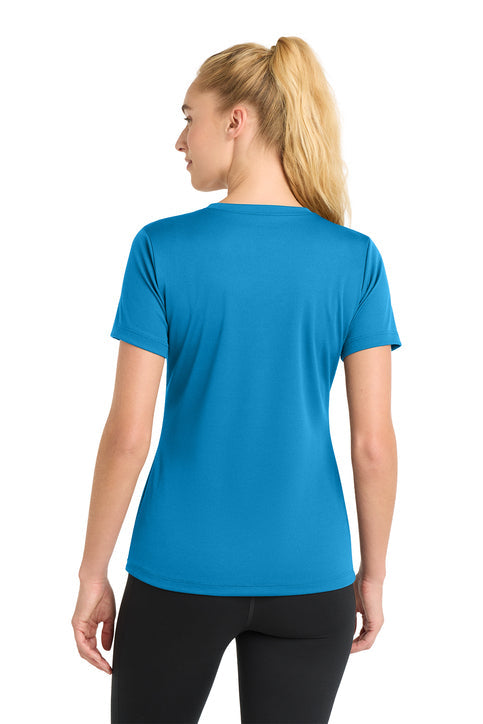 Sport-Tek Women's PosiCharge RacerMesh V-Neck Tee with custom logo embroidery