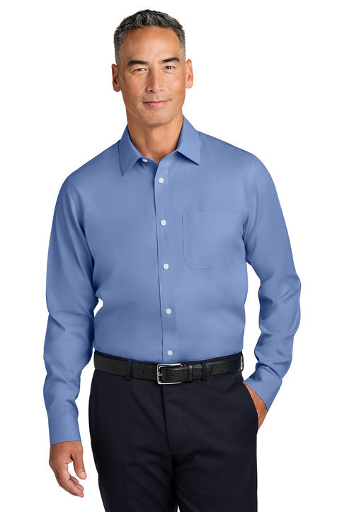 Brooks Brothers Wrinkle-Free Stretch Pinpoint Spread Collar Shirt with custom logo embroidery