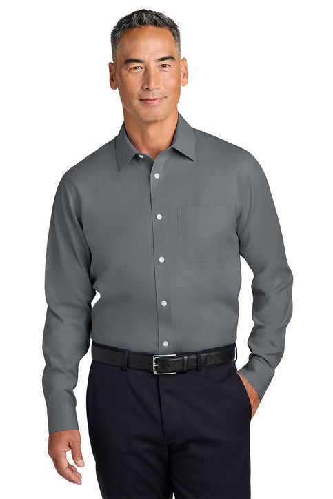 Brooks Brothers Wrinkle-Free Stretch Pinpoint Spread Collar Shirt with custom logo embroidery