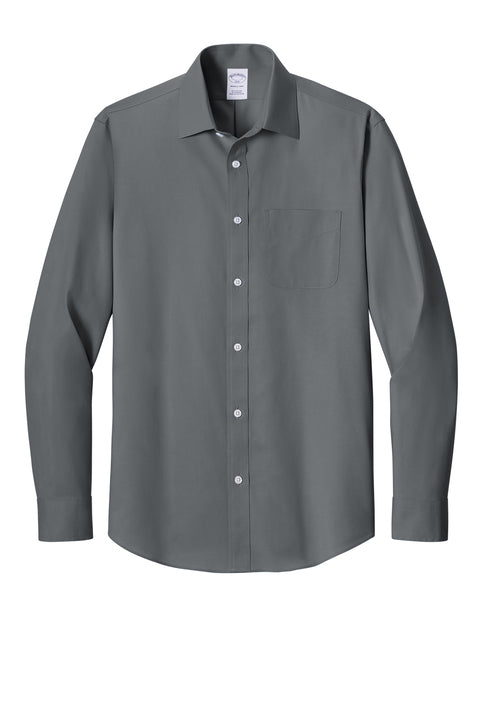 Brooks Brothers Wrinkle-Free Stretch Pinpoint Spread Collar Shirt with custom logo embroidery