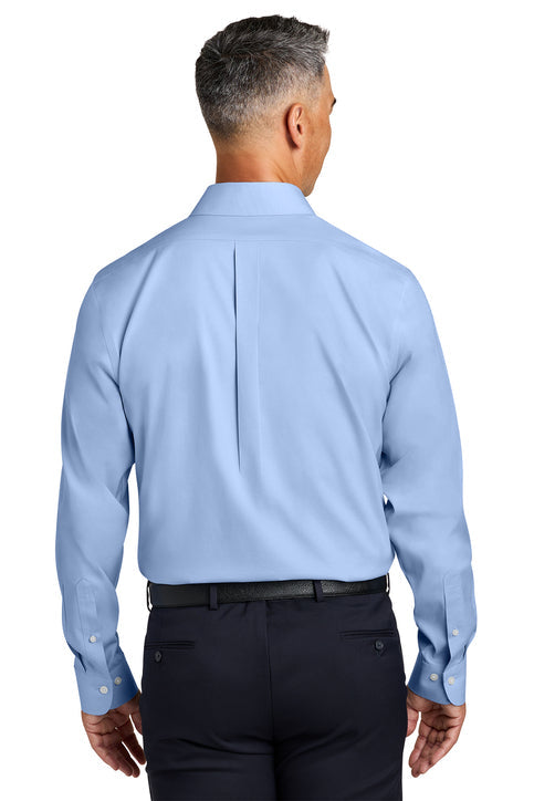 Brooks Brothers Wrinkle-Free Stretch Pinpoint Spread Collar Shirt with custom logo embroidery
