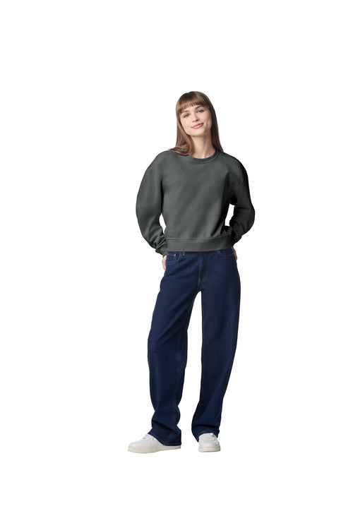 Comfort Colors Women’s Mid-Length Crewneck Sweatshirt with custom logo embroidery
