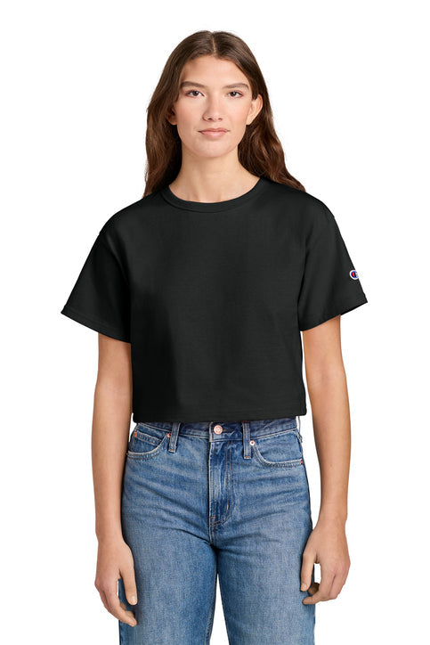Champion Women’s Cropped Heritage Tee with custom logo embroidery