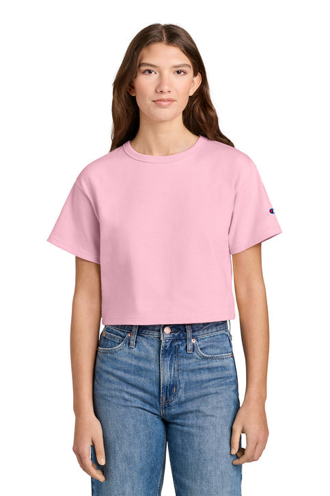 Champion Women’s Cropped Heritage Tee with custom logo embroidery