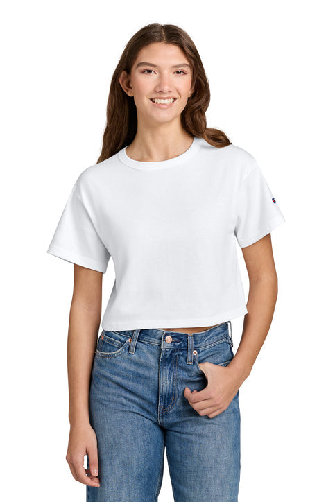 Champion Women’s Cropped Heritage Tee with custom logo embroidery
