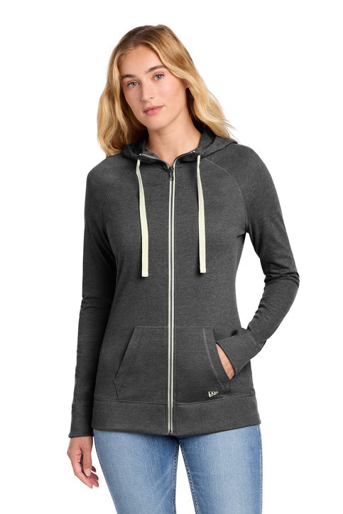 New Era Women's Sueded Cotton Blend Full-Zip Hoodie with custom logo embroidery