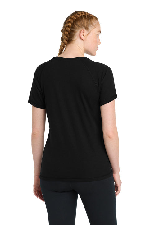 Sport-Tek Women's PosiCharge Tri-Blend Wicking Scoop Neck Raglan Tee with custom logo embroidery