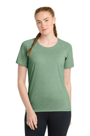 Sport-Tek Women's PosiCharge Tri-Blend Wicking Scoop Neck Raglan Tee with custom logo embroidery