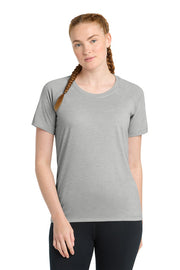 Sport-Tek Women's PosiCharge Tri-Blend Wicking Scoop Neck Raglan Tee with custom logo embroidery