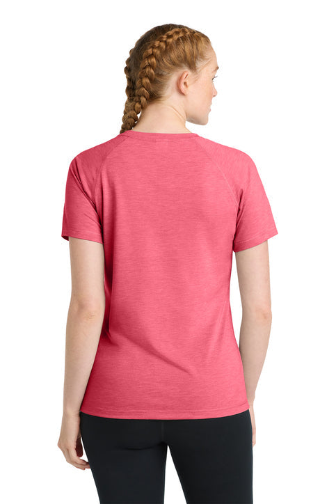 Sport-Tek Women's PosiCharge Tri-Blend Wicking Scoop Neck Raglan Tee with custom logo embroidery