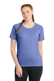 Sport-Tek Women's PosiCharge Tri-Blend Wicking Scoop Neck Raglan Tee with custom logo embroidery