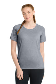 Sport-Tek Women's PosiCharge Tri-Blend Wicking Scoop Neck Raglan Tee with custom logo embroidery