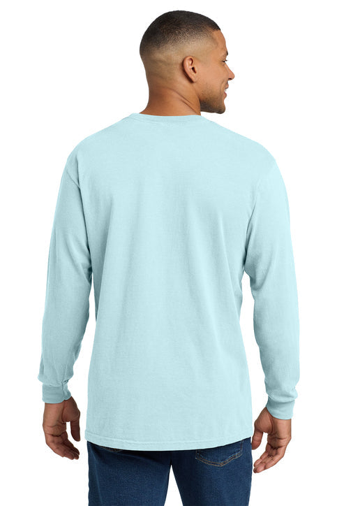 Comfort Colors Heavyweight Ring Spun Long Sleeve Pocket Tee with custom logo embroidery