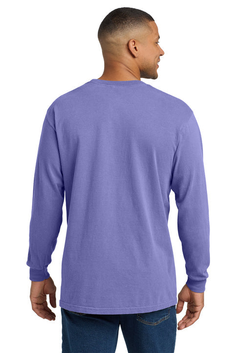 Comfort Colors Heavyweight Ring Spun Long Sleeve Pocket Tee with custom logo embroidery